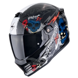 Casco Scorpion Covert FX Skullz Negro / Gris / Rojo