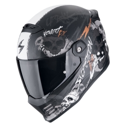 Casco Scorpion Covert FX Skullz Negro Mate / Gris / Oro