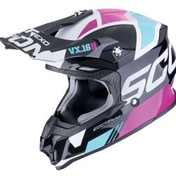 Casco Scorpion VX-16 EVO Air Analog Metal Negro / Azul / Rosa