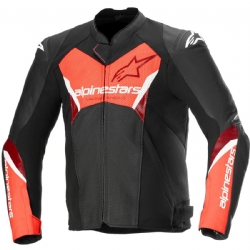 Chaqueta piel Alpinestars Faster V3 Airflow Negro / Rojo Fluor