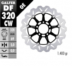 Disco de freno Galfer DF320CW Wave Flotante Completo Nucleo Aluminio 320mm