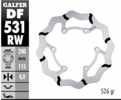 Disco de freno Galfer DF531RW Wave Fijo Ranurado 240x4mm