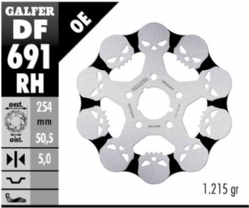 Disco de freno Galfer DF691RH Wave Skull Design Fixed 254x5mm