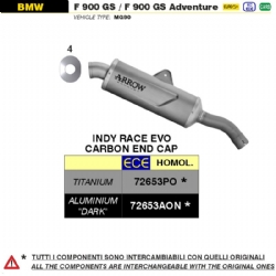 Silencioso escape Arrow 72653PO Indy Race EVO Titanio BMW F 900 GS / GS Adventure 2024