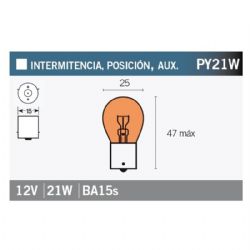 Bombilla V-Parts PY21W-AMBAR Bilux 12V21W Ambar Homologada