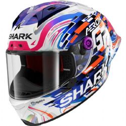 Casco Shark Aeron GP Replica Zarco GP De France Carbono Blanco / Azul / Rosa